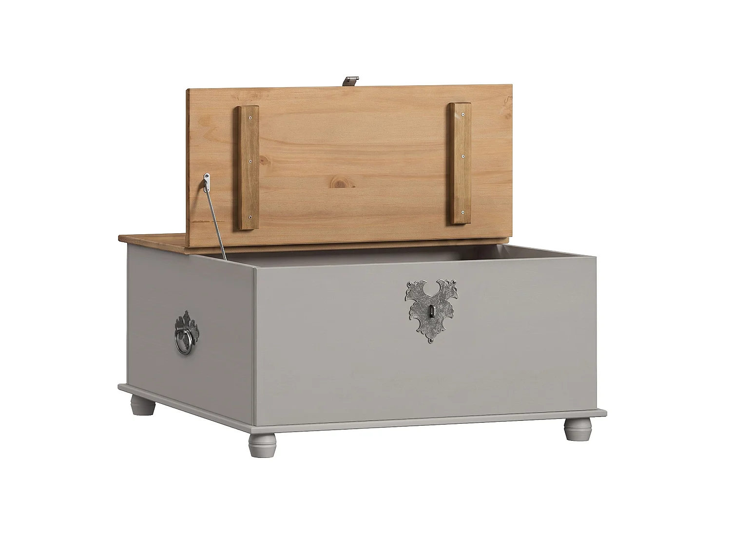 Mercers Furniture Corona Grey Wax 5 Drawer Storage Chest Blanket Box Ottoman Coffee Table Trunk Solid Wood Mexican Pine Wooden