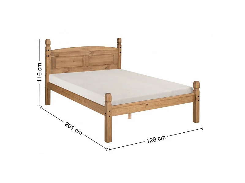 Mercers Furniture Corona 4'0" Small Double Low Foot End Bed Frame Solid Wood Pine Wooden Bedroom 4FT with Mexican Styling