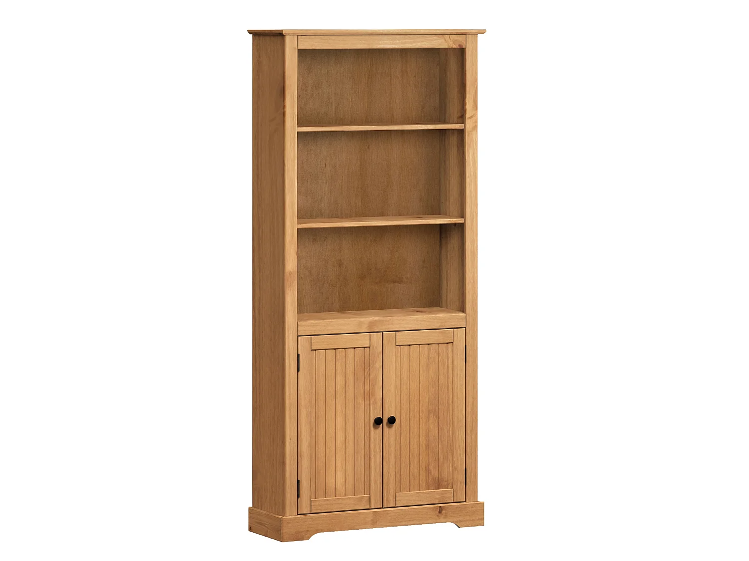 Mercers Furniture Country Antique 2 Door Bookcase Display Cupboard Open Shelving Solid Wood Pine Wooden