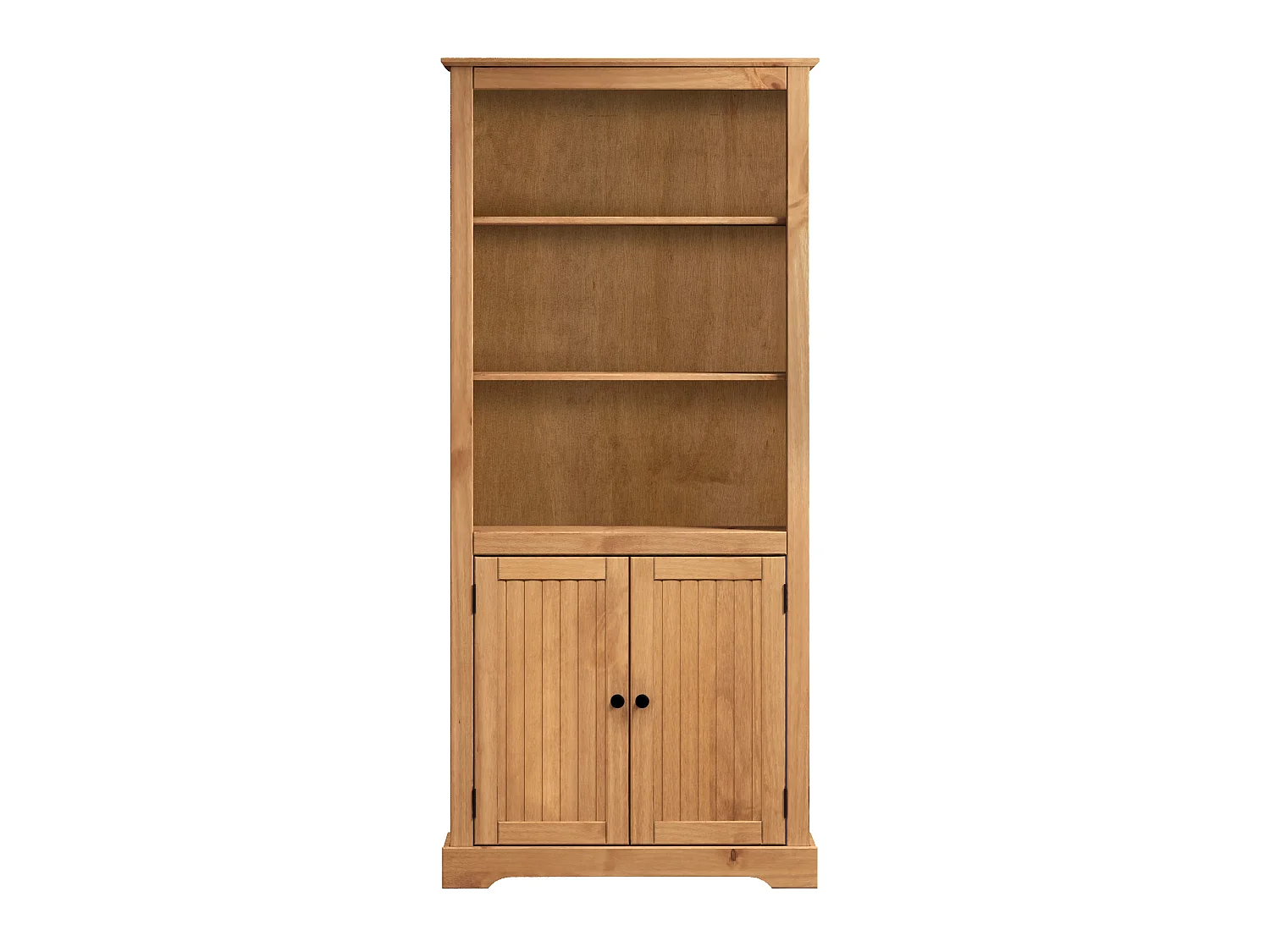 Mercers Furniture Country Antique 2 Door Bookcase Display Cupboard Open Shelving Solid Wood Pine Wooden