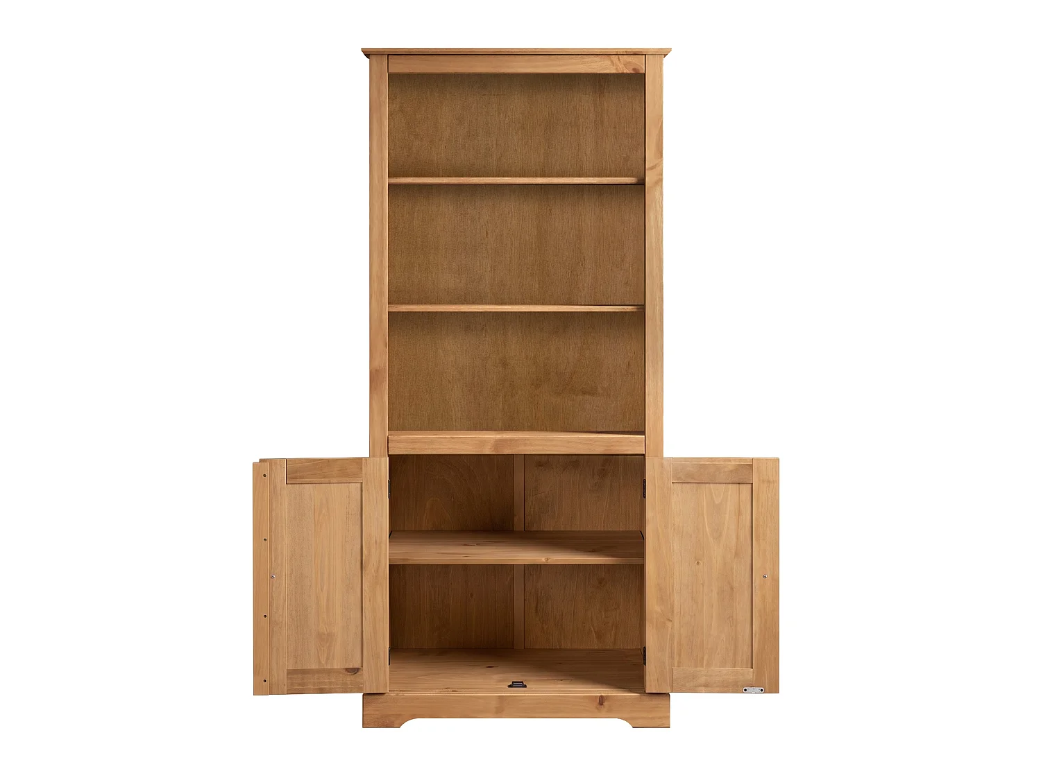 Mercers Furniture Country Antique 2 Door Bookcase Display Cupboard Open Shelving Solid Wood Pine Wooden