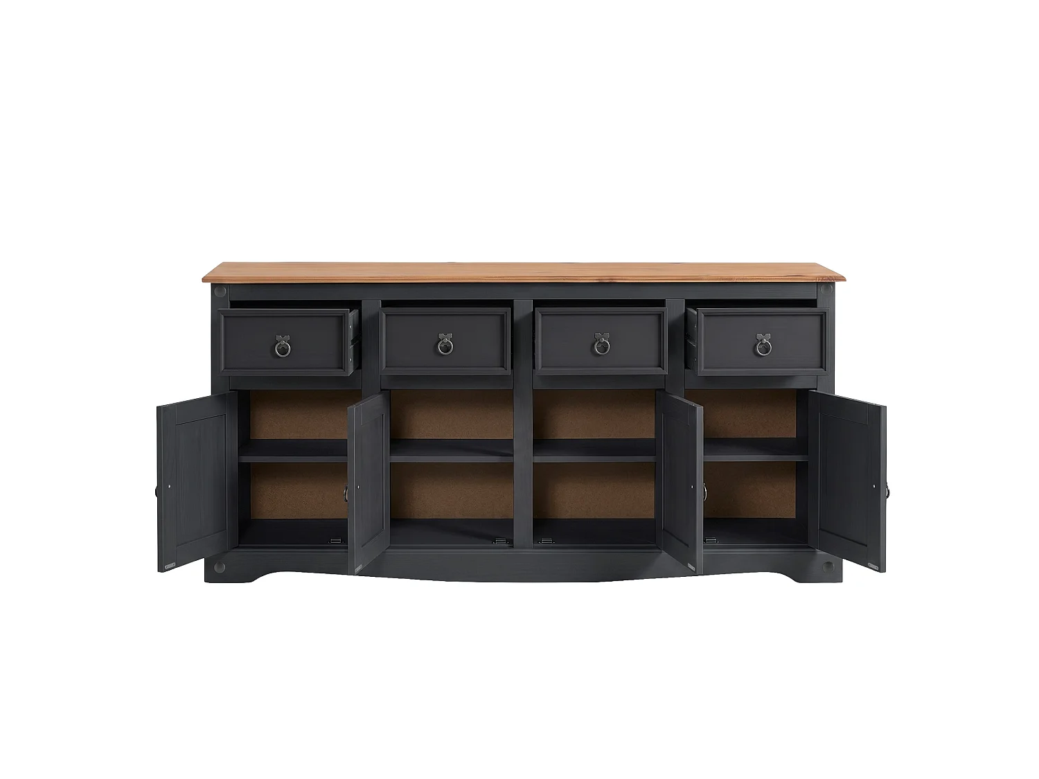 Mercers Furniture Corona Charcoal Grey 4 Door Sideboard
