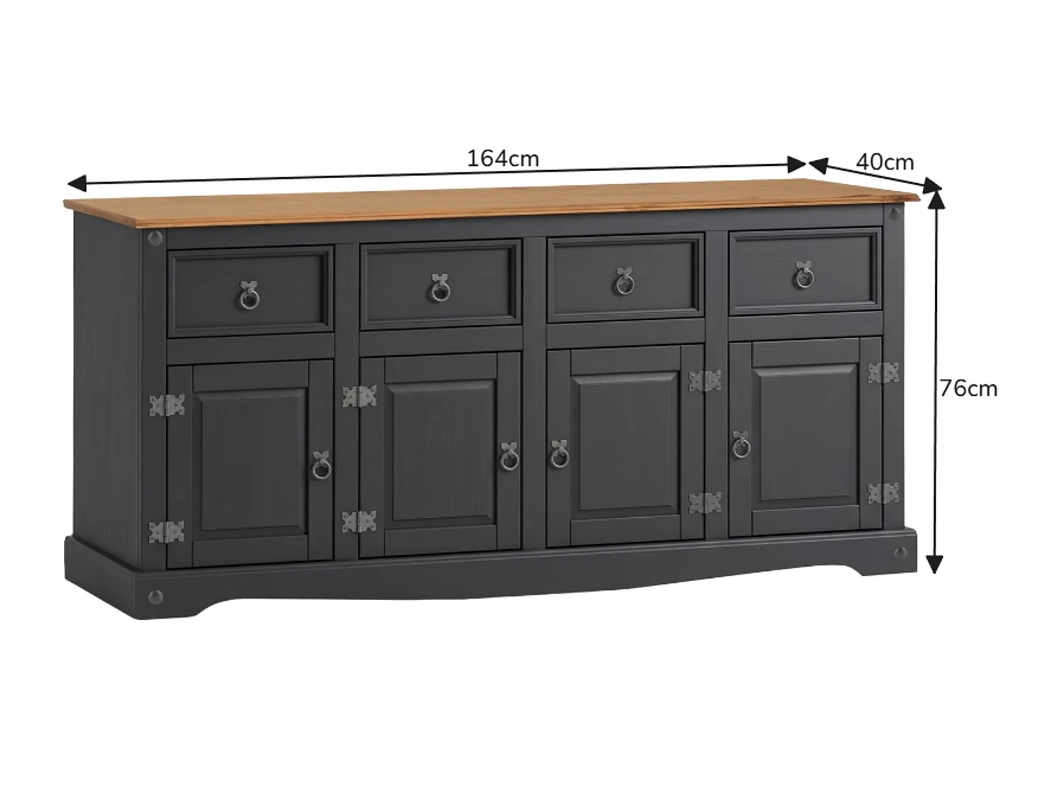 Mercers Furniture Corona Charcoal Grey 4 Door Sideboard