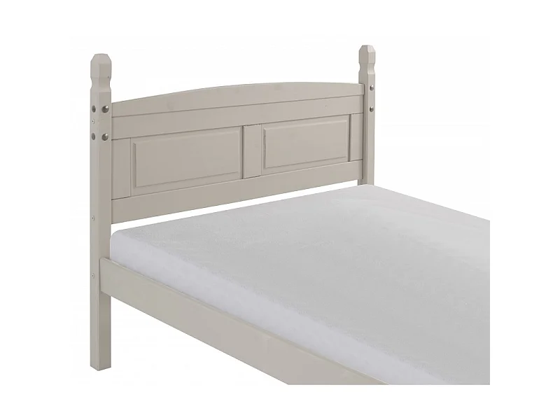 Mercers Furniture Corona Grey Wax 4'6 Low End Double Bed Frame Solid Wood Pine Wooden Bedroom with Mexican Styling