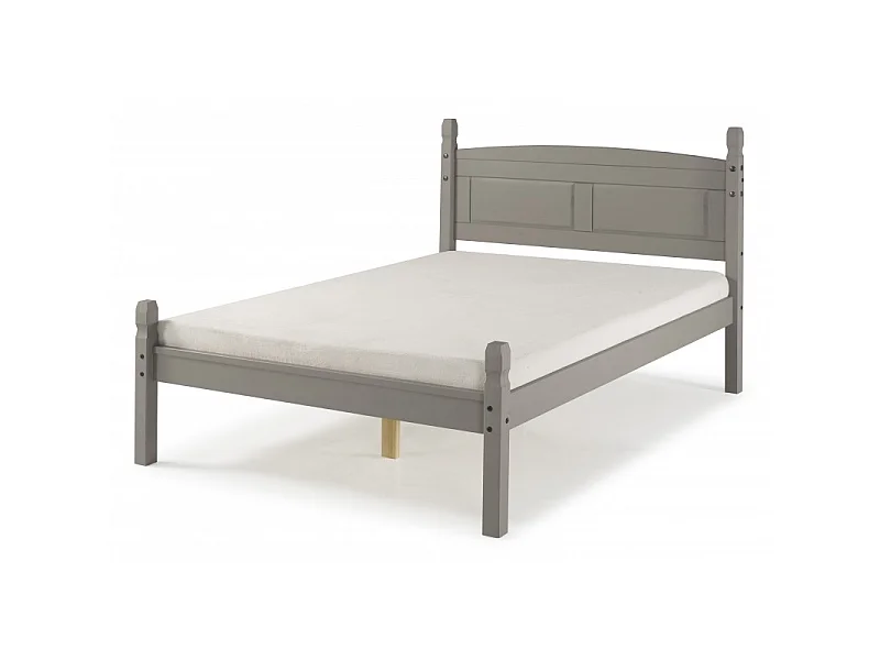 Mercers Furniture Corona Grey Wax 4'6 Low End Double Bed Frame Solid Wood Pine Wooden Bedroom with Mexican Styling