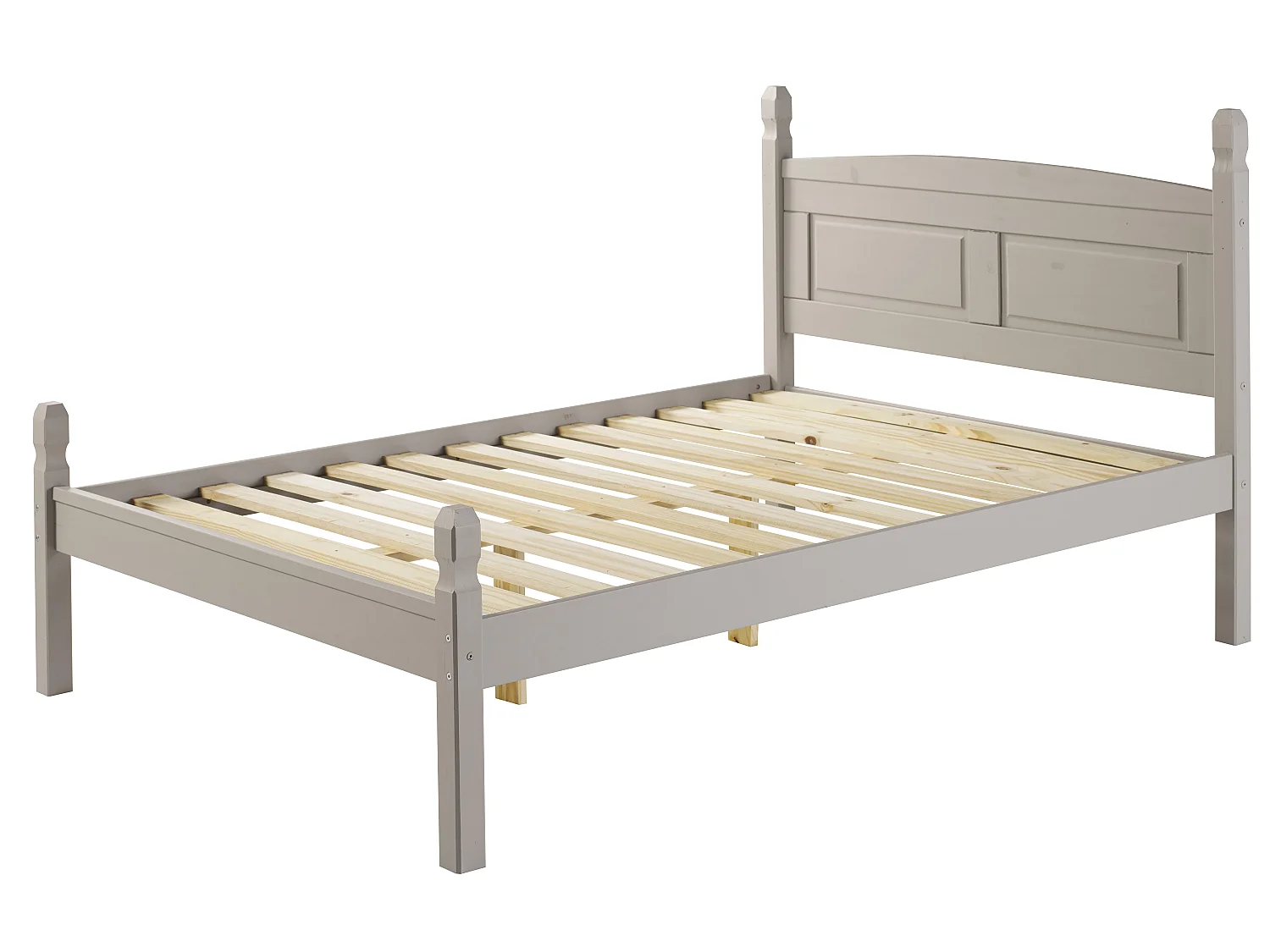 Mercers Furniture Corona Grey Wax 4'6 Low End Double Bed Frame Solid Wood Pine Wooden Bedroom with Mexican Styling