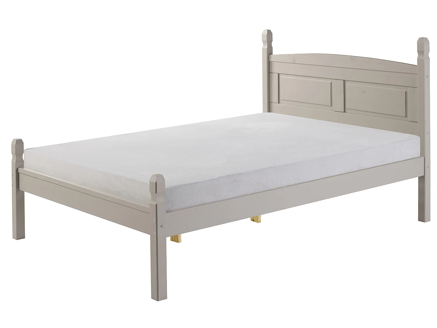 Mercers Furniture Corona Grey Wax 4'6 Low End Double Bed Frame Solid Wood Pine Wooden Bedroom with Mexican Styling