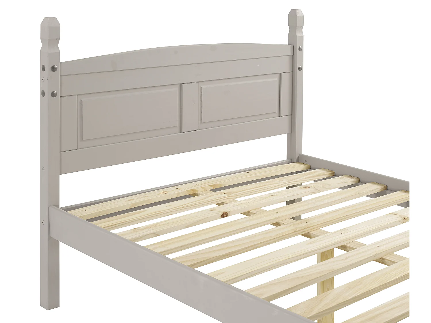 Mercers Furniture Corona Grey Wax 4'6 Low End Double Bed Frame Solid Wood Pine Wooden Bedroom with Mexican Styling