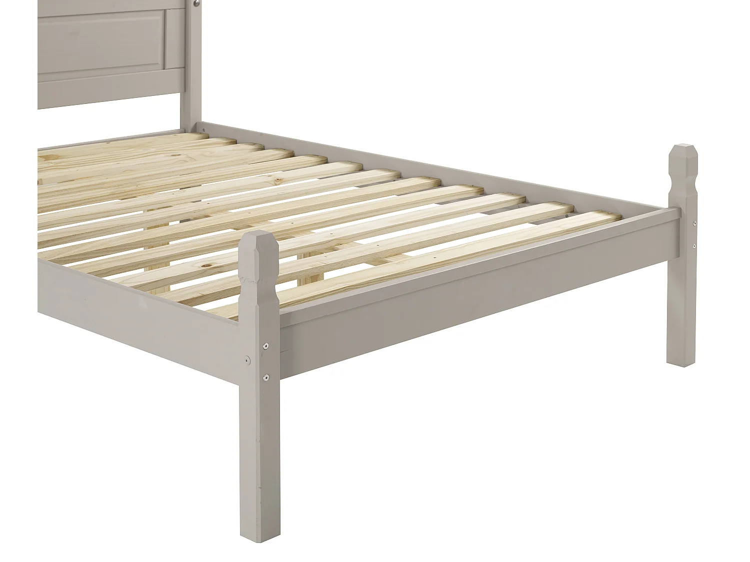 Mercers Furniture Corona Grey Wax 4'6 Low End Double Bed Frame Solid Wood Pine Wooden Bedroom with Mexican Styling