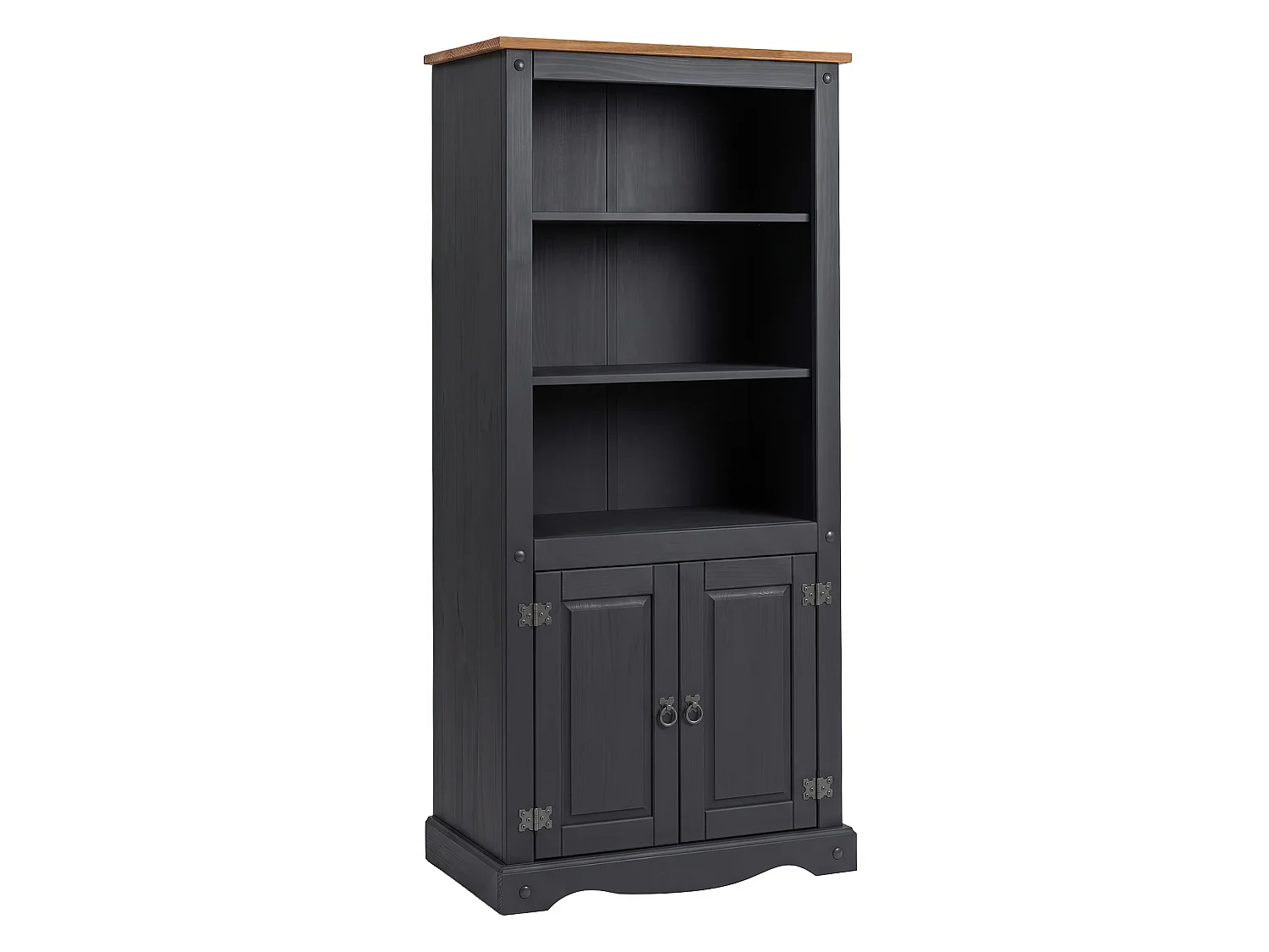 Mercers Furniture Corona Charcoal Grey 2 Door Bookcase