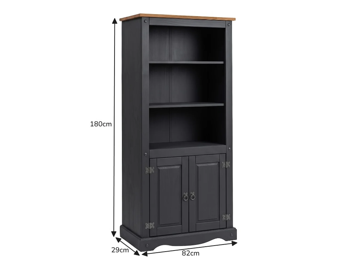 Mercers Furniture Corona Charcoal Grey 2 Door Bookcase
