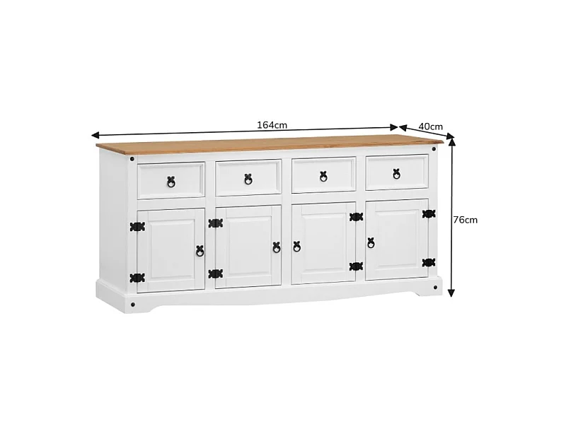 Mercers Furniture Corona White 4 Door Sideboard