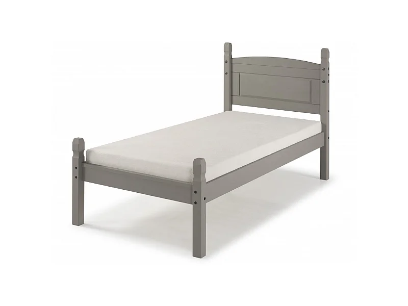 Mercers Furniture Corona Grey Wax 3'0 Low End Single Bed Frame Solid Wood Pine Wooden Bedroom with Mexican Styling