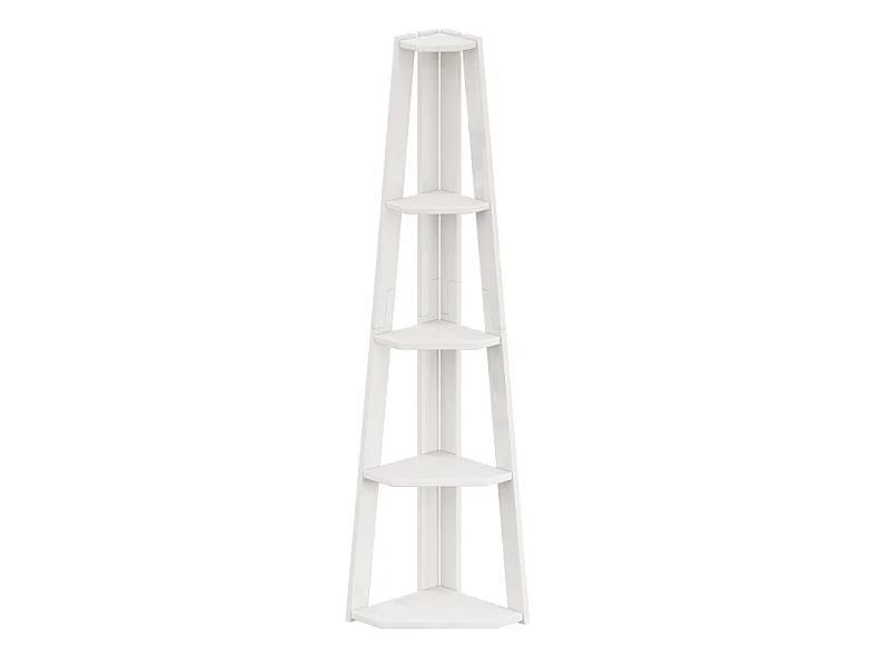 Mercers Furniture Corona White Corner Ladder Bookcase Open Leaning Display Unit Shelving Solid Wood Mexican Pine Wooden