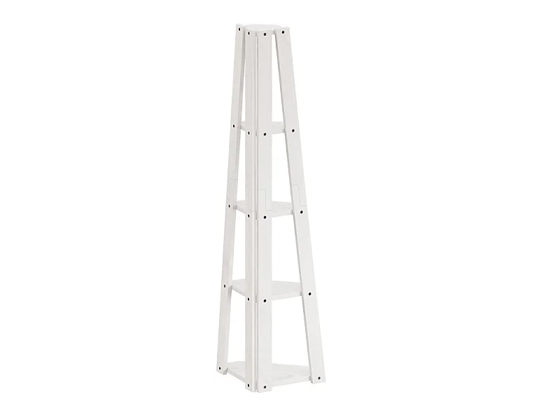 Mercers Furniture Corona White Corner Ladder Bookcase Open Leaning Display Unit Shelving Solid Wood Mexican Pine Wooden