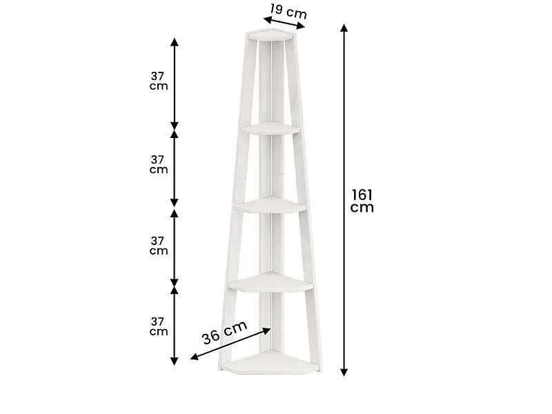 Mercers Furniture Corona White Corner Ladder Bookcase Open Leaning Display Unit Shelving Solid Wood Mexican Pine Wooden