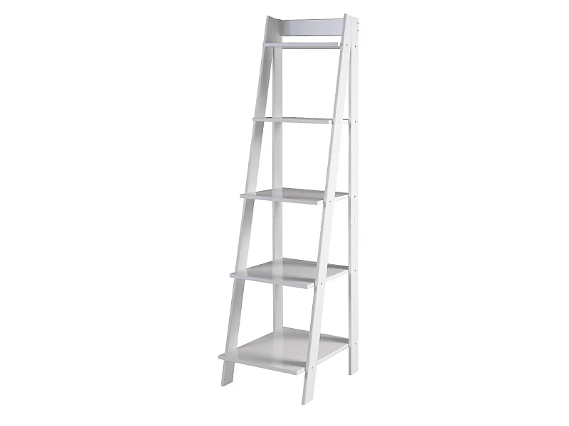 Mercers Furniture Corona White Ladder Bookcase Open Display Shelves Solid Wood Mexican Pine Wooden