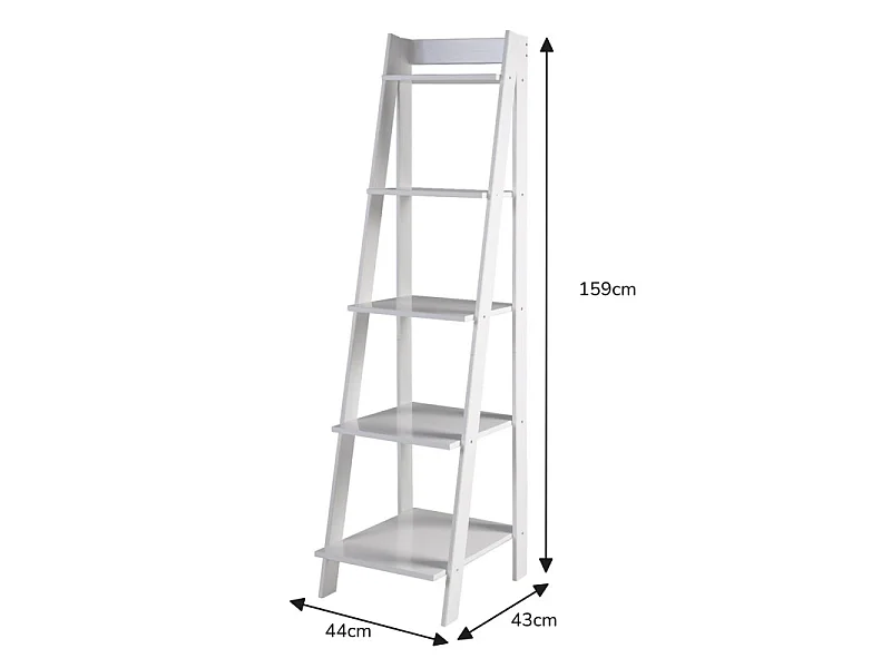 Mercers Furniture Corona White Ladder Bookcase Open Display Shelves Solid Wood Mexican Pine Wooden