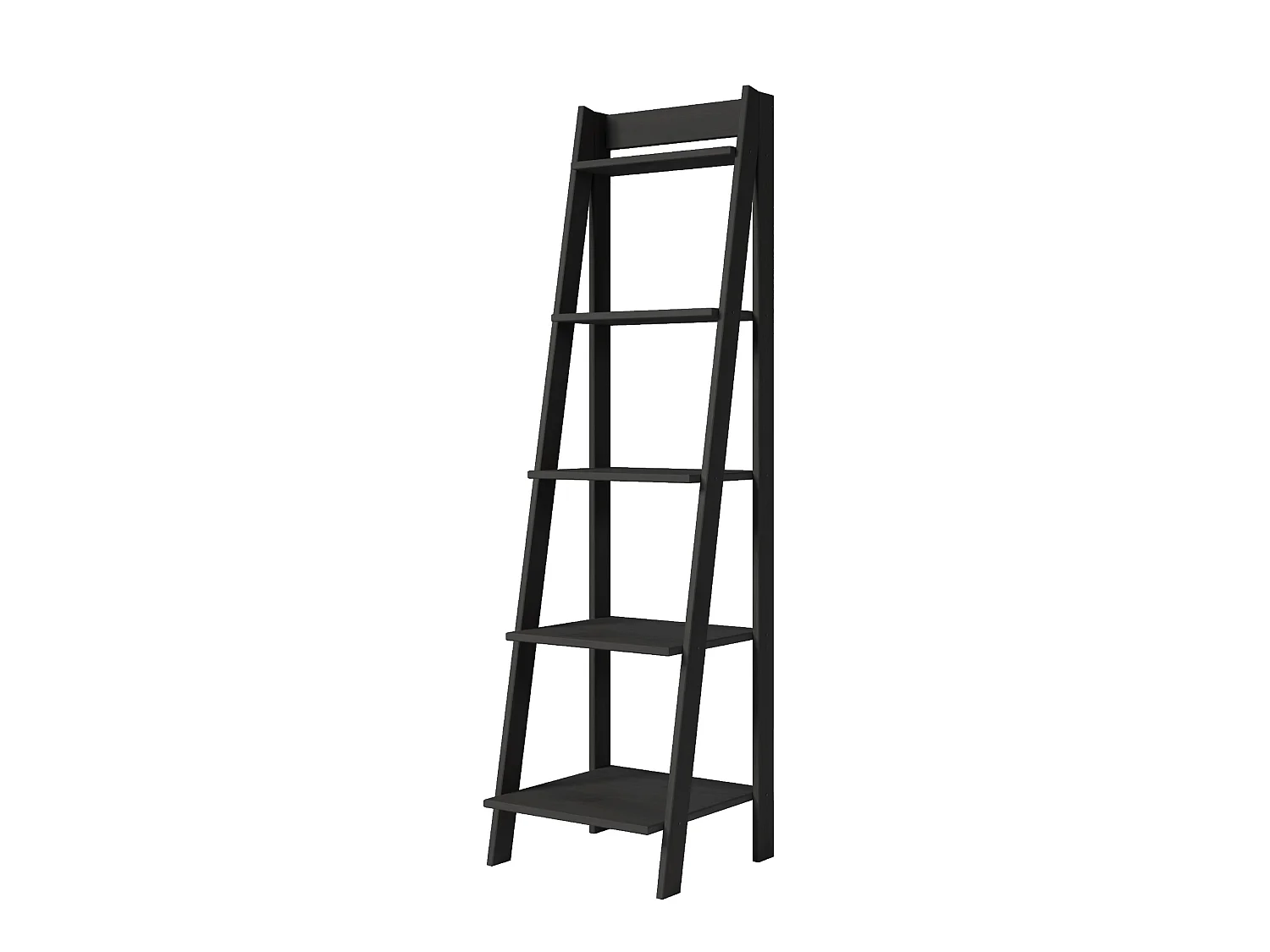Mercers Furniture Corona Charcoal Ladder Bookcase Open Leaning Shelving Storage Solid Wood Mexican Pine Wooden Dark Grey