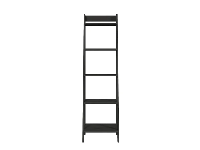 Mercers Furniture Corona Charcoal Ladder Bookcase Open Leaning Shelving Storage Solid Wood Mexican Pine Wooden Dark Grey