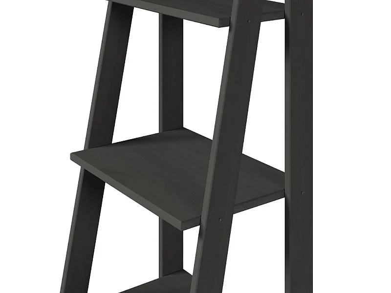 Mercers Furniture Corona Charcoal Ladder Bookcase Open Leaning Shelving Storage Solid Wood Mexican Pine Wooden Dark Grey