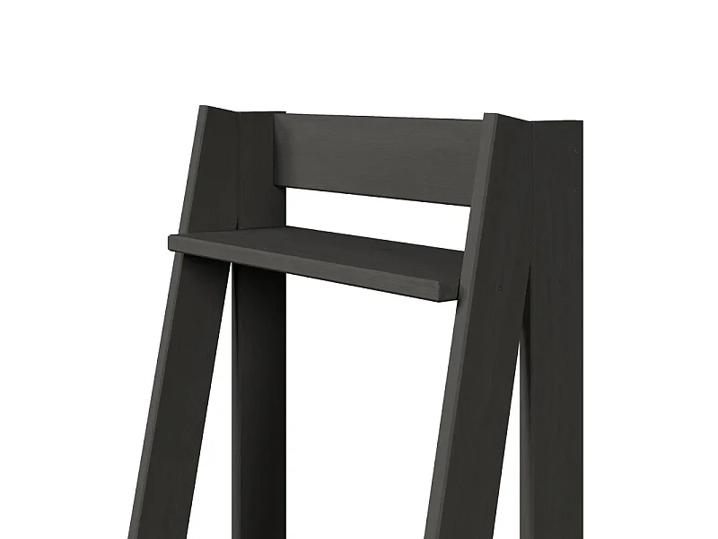 Mercers Furniture Corona Charcoal Ladder Bookcase Open Leaning Shelving Storage Solid Wood Mexican Pine Wooden Dark Grey