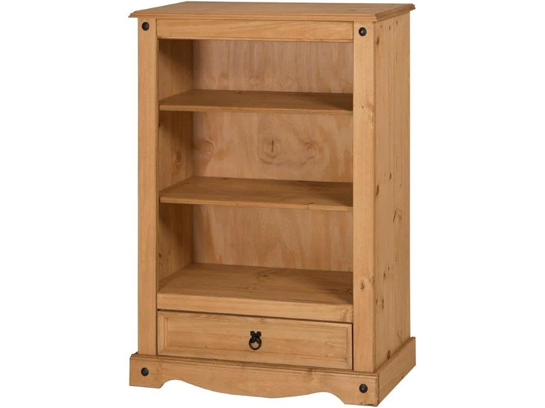 Mercers Furniture Corona 1 Drawer Bookcase Open Display Shelving Storage Solid Wood Pine Wooden with Mexican Styling