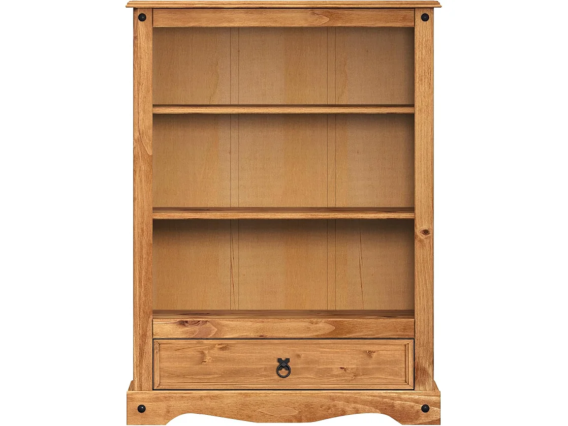 Mercers Furniture Corona 1 Drawer Bookcase Open Display Shelving Storage Solid Wood Pine Wooden with Mexican Styling