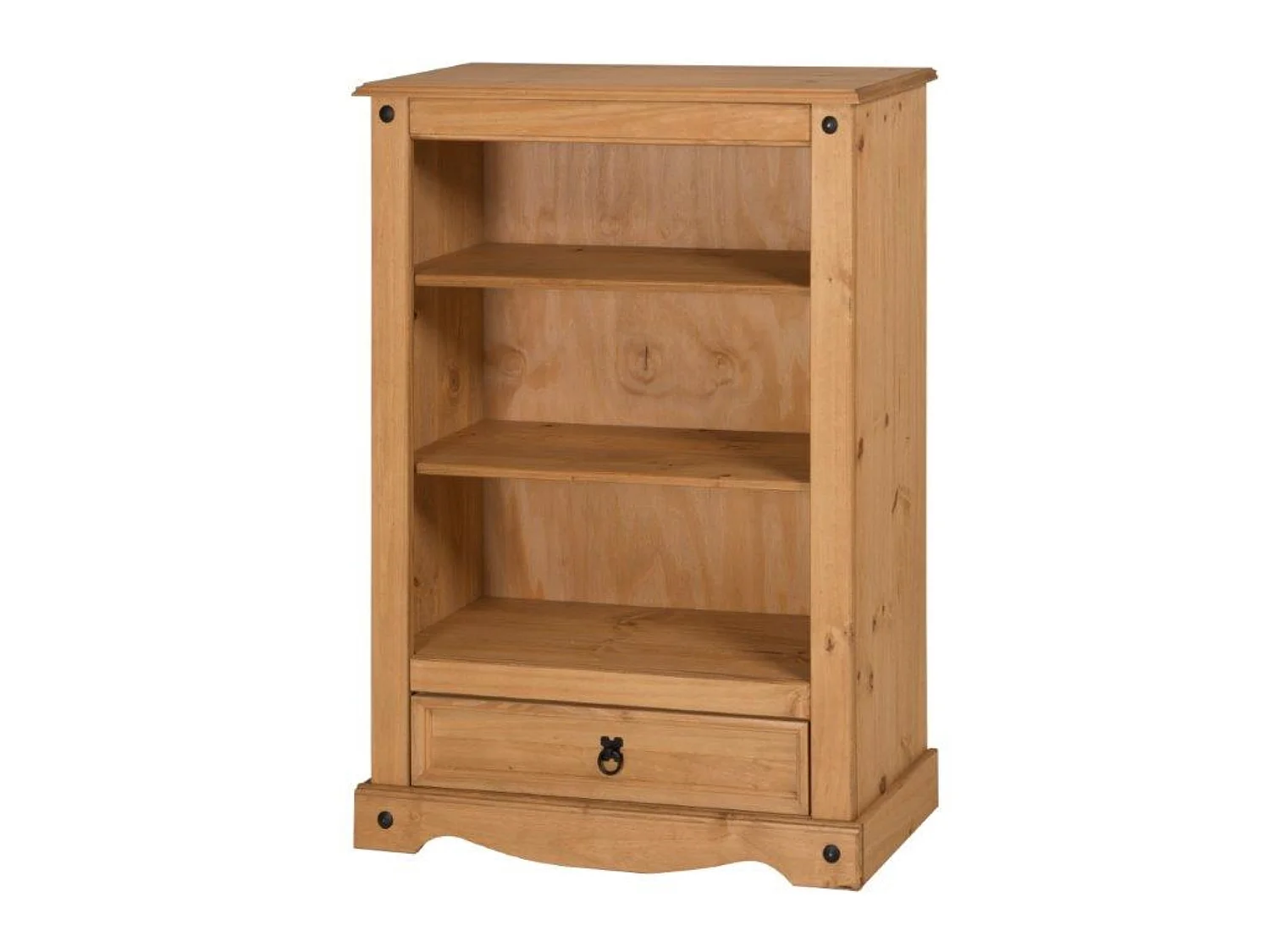Mercers Furniture Corona 1 Drawer Bookcase Open Display Shelving Storage Solid Wood Pine Wooden with Mexican Styling