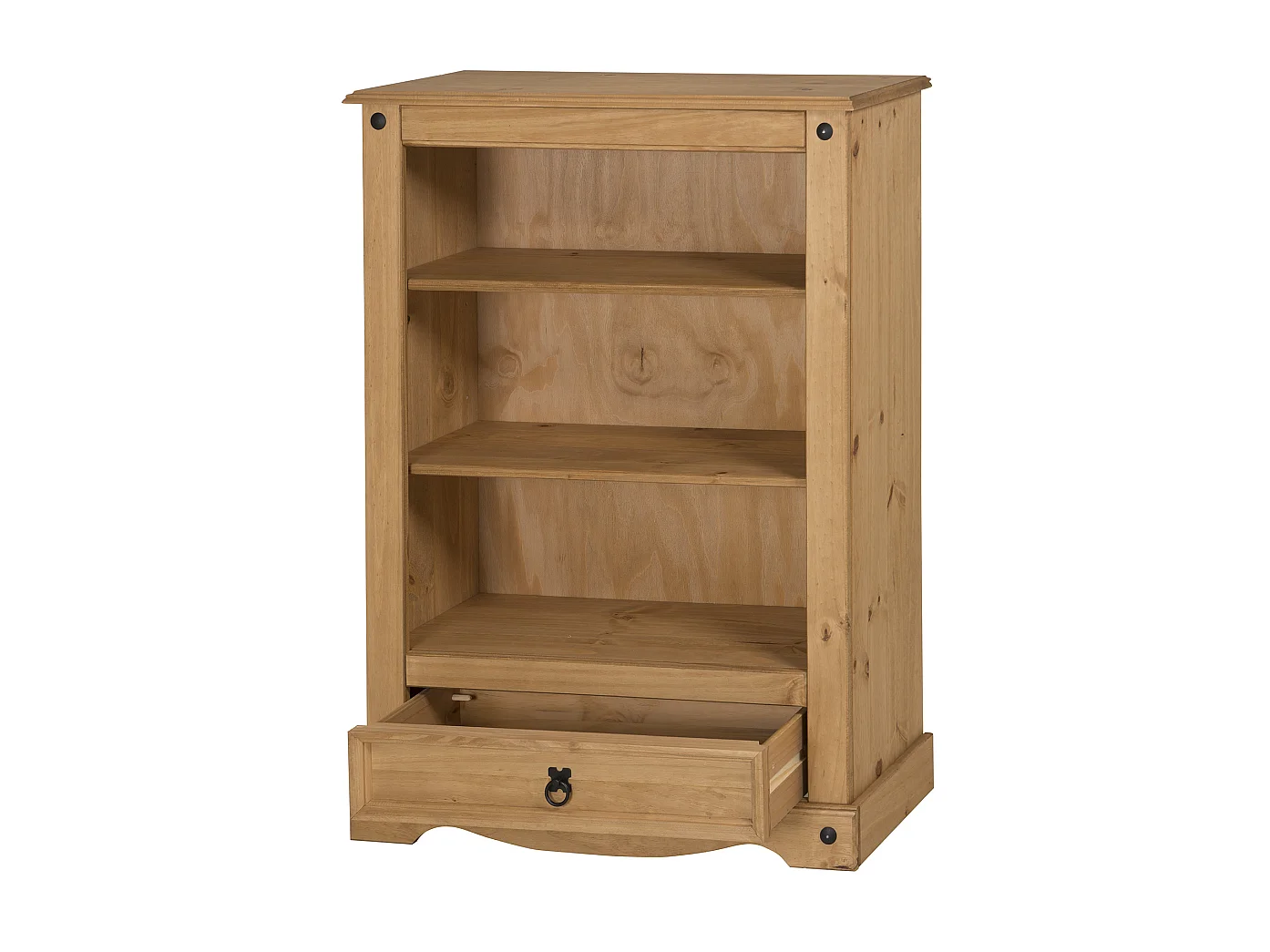 Mercers Furniture Corona 1 Drawer Bookcase Open Display Shelving Storage Solid Wood Pine Wooden with Mexican Styling