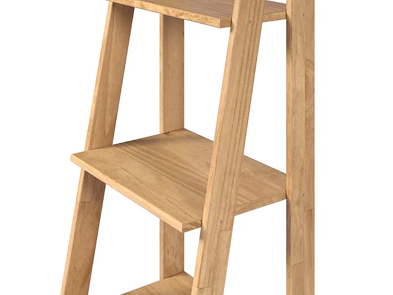 Mercers Furniture Corona Ladder Bookcase Open Leaning Storage Shelving Display Unit Solid Wood Mexican Pine Wooden