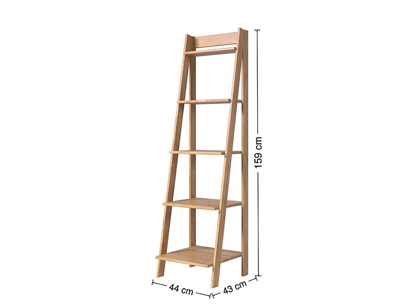 Mercers Furniture Corona Ladder Bookcase Open Leaning Storage Shelving Display Unit Solid Wood Mexican Pine Wooden