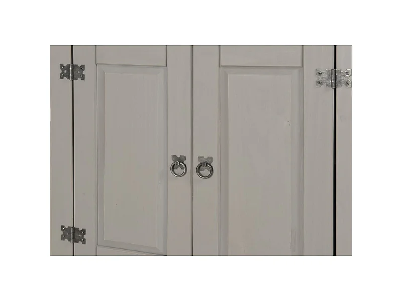 Mercers Furniture Corona Grey Wax 2 Door Bookcase 3 Shelf Display Cupboard Cabinet Solid Wood Pine Wooden with Mexican Styling