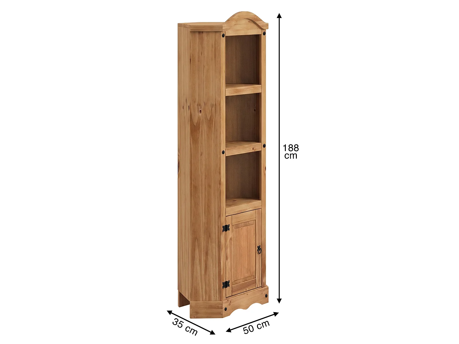 Mercers Furniture Corona Corner Display Unit 1 Door Bookcase Solid Wood Pine Wooden with Mexican Styling