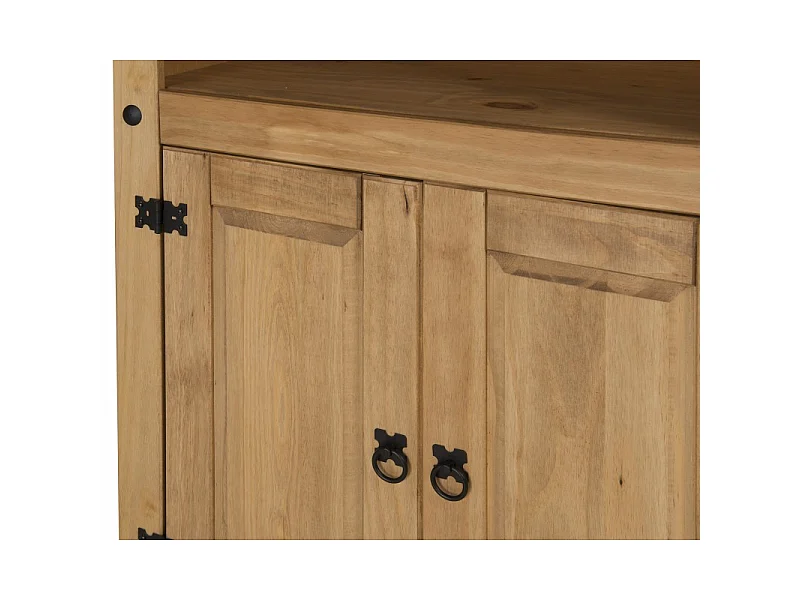 Mercers Furniture Corona 2 Door Bookcase Display Cupboard Storage Shelving Solid Wood Pine Wooden with Mexican Styling