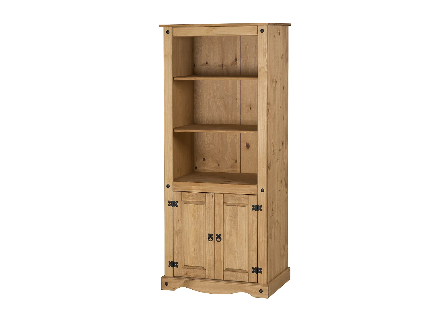 Mercers Furniture Corona 2 Door Bookcase Display Cupboard Storage Shelving Solid Wood Pine Wooden with Mexican Styling