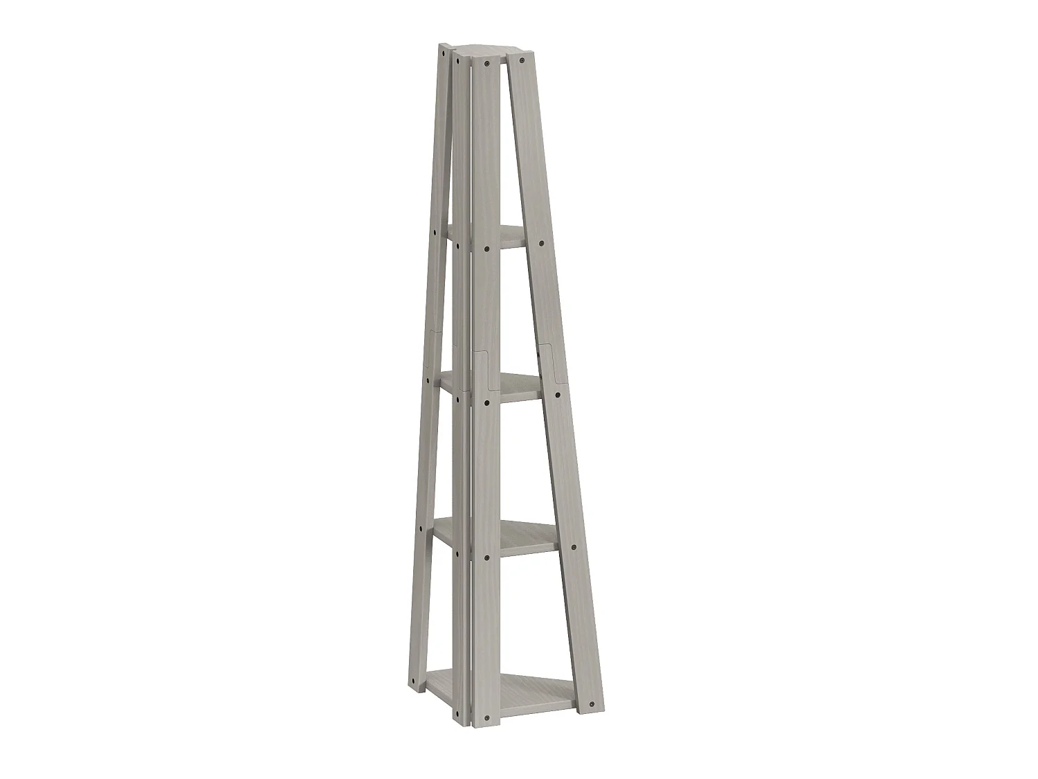 Mercers Furniture Corona Grey Wax Corner Ladder Bookcase Open Shelving Display Solid Wood Mexican Pine Wooden