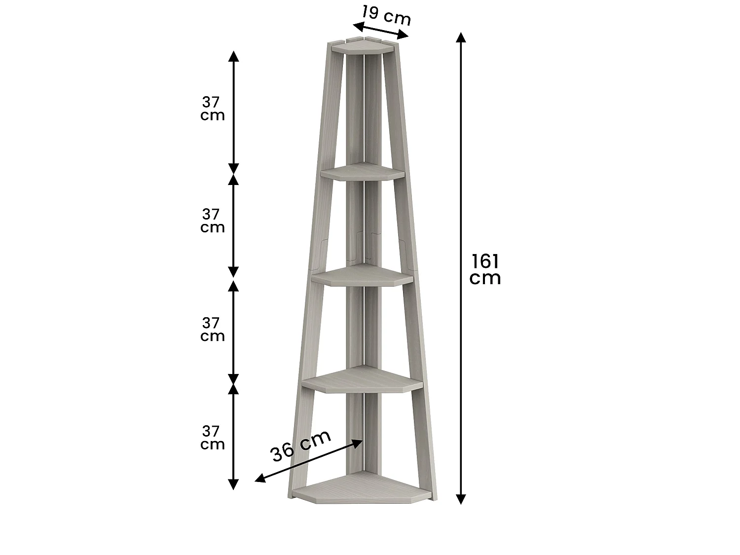 Mercers Furniture Corona Grey Wax Corner Ladder Bookcase Open Shelving Display Solid Wood Mexican Pine Wooden