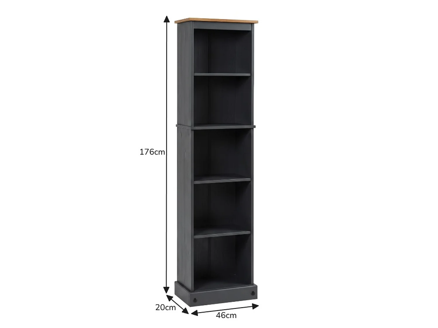 Mercers Furniture Corona Charcoal Grey Tall Narrow Bookcase