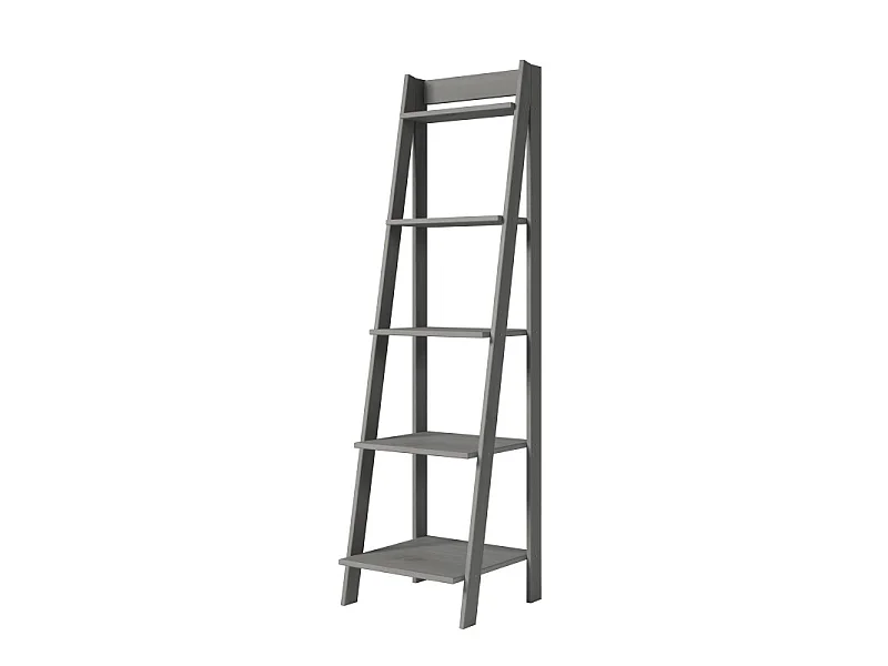 Mercers Furniture Corona Grey Wax Ladder Bookcase Open Shelving Storage Solid Wood Mexican Pine Wooden Display Unit