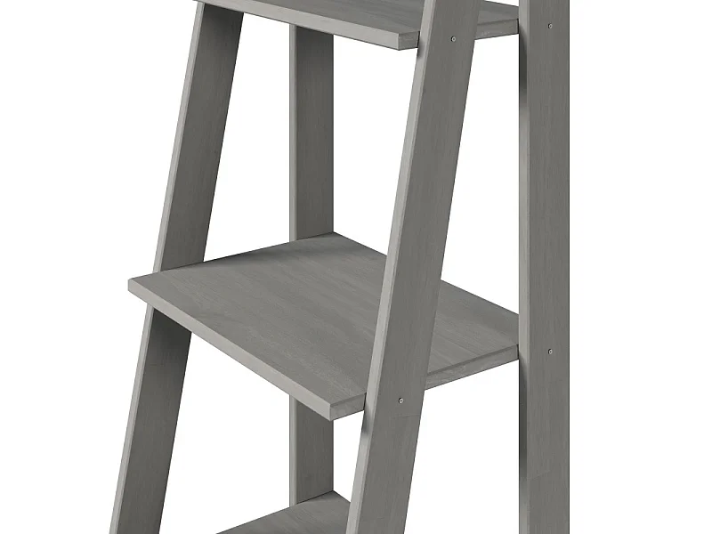 Mercers Furniture Corona Grey Wax Ladder Bookcase Open Shelving Storage Solid Wood Mexican Pine Wooden Display Unit