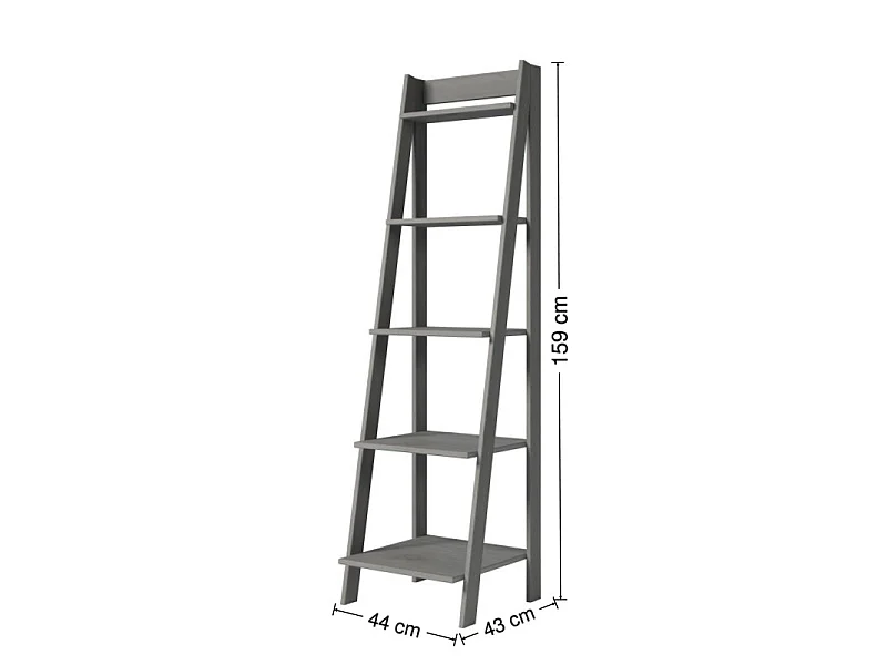 Mercers Furniture Corona Grey Wax Ladder Bookcase Open Shelving Storage Solid Wood Mexican Pine Wooden Display Unit
