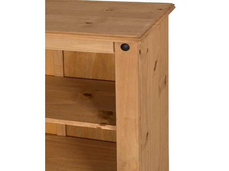 Mercers Furniture Corona Small Bookcase 2 Shelf Low Open Shelving Storage Solid Wood Pine Wooden with Mexican Styling