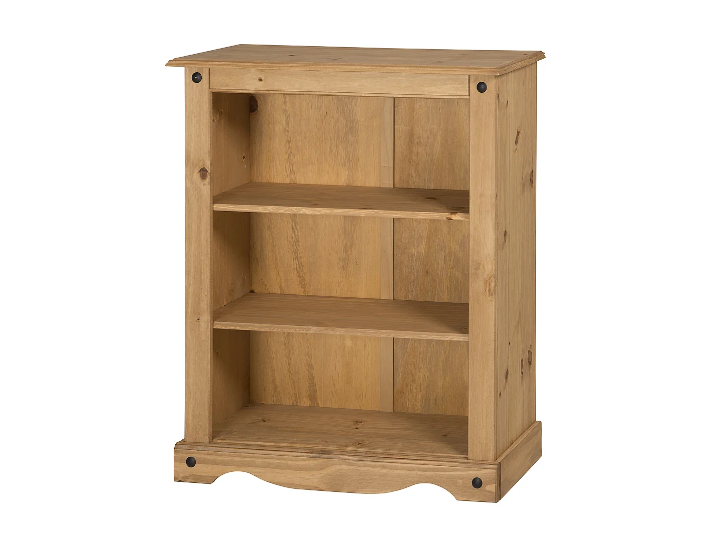 Mercers Furniture Corona Small Bookcase 2 Shelf Low Open Shelving Storage Solid Wood Pine Wooden with Mexican Styling