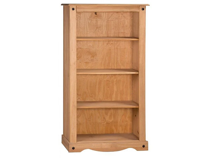 Mercers Furniture Corona Medium Bookcase 3 Shelf Display Open Shelving Solid Wood Pine Wooden with Mexican Styling