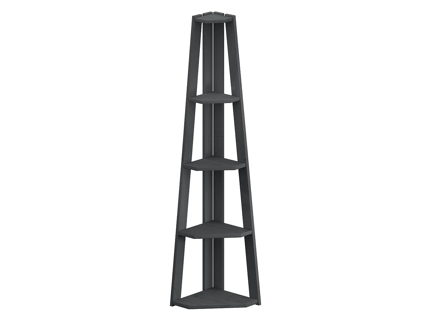 Mercers Furniture Corona Charcoal Corner Ladder Bookcase Open Leaning Shelving Storage Solid Wood Mexican Pine Dark Grey