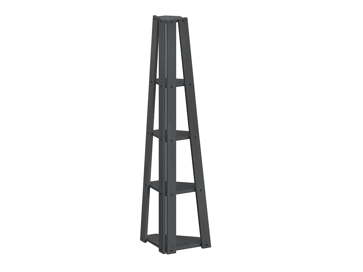 Mercers Furniture Corona Charcoal Corner Ladder Bookcase Open Leaning Shelving Storage Solid Wood Mexican Pine Dark Grey