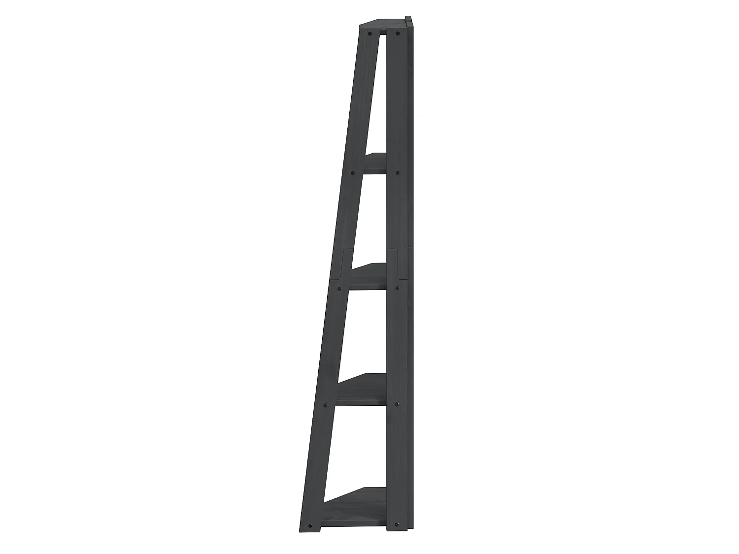 Mercers Furniture Corona Charcoal Corner Ladder Bookcase Open Leaning Shelving Storage Solid Wood Mexican Pine Dark Grey