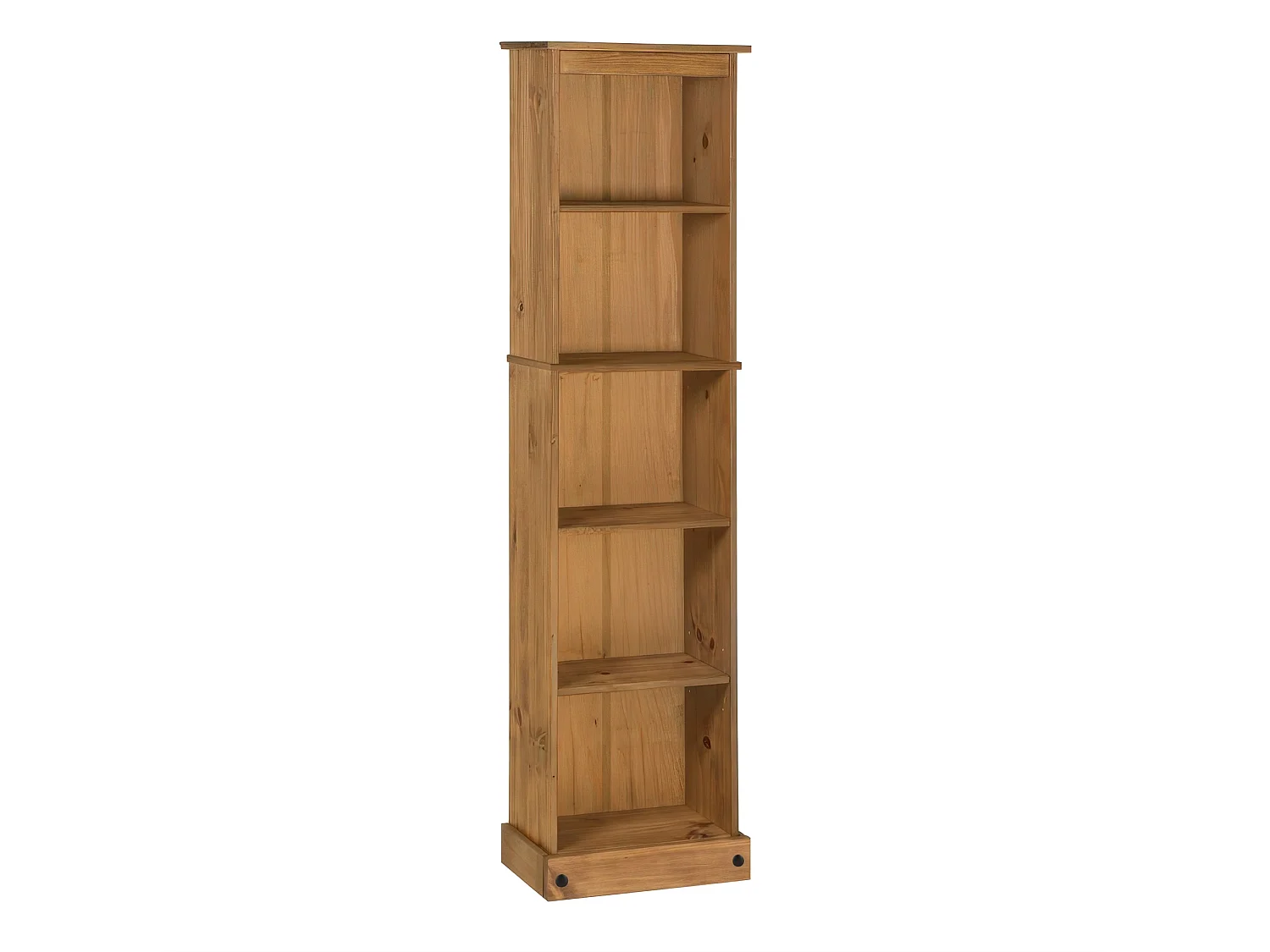 Mercers Furniture Corona Tall Narrow Bookcase Slim Large Display Storage Solid Wood Pine with Mexican Styling Wooden