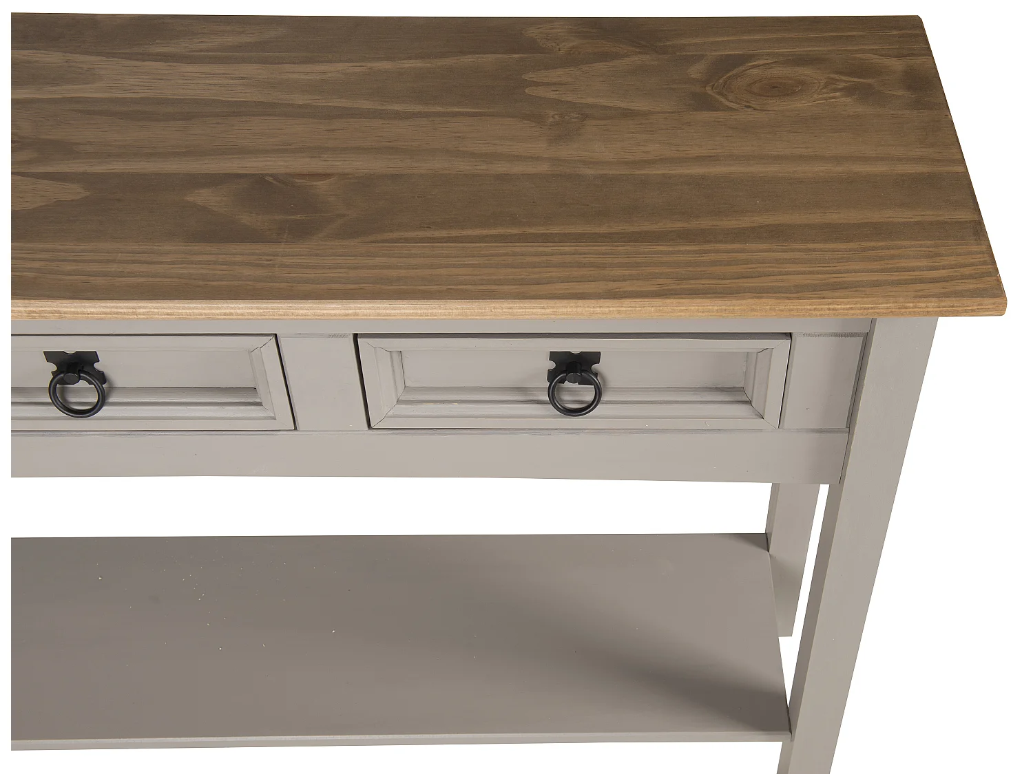 Mercers Furniture Corona Grey Wax 3 Drawer Console Table 1 Shelf Hallway Stand Side Unit Solid Wood Pine Wooden with Mexican Styling